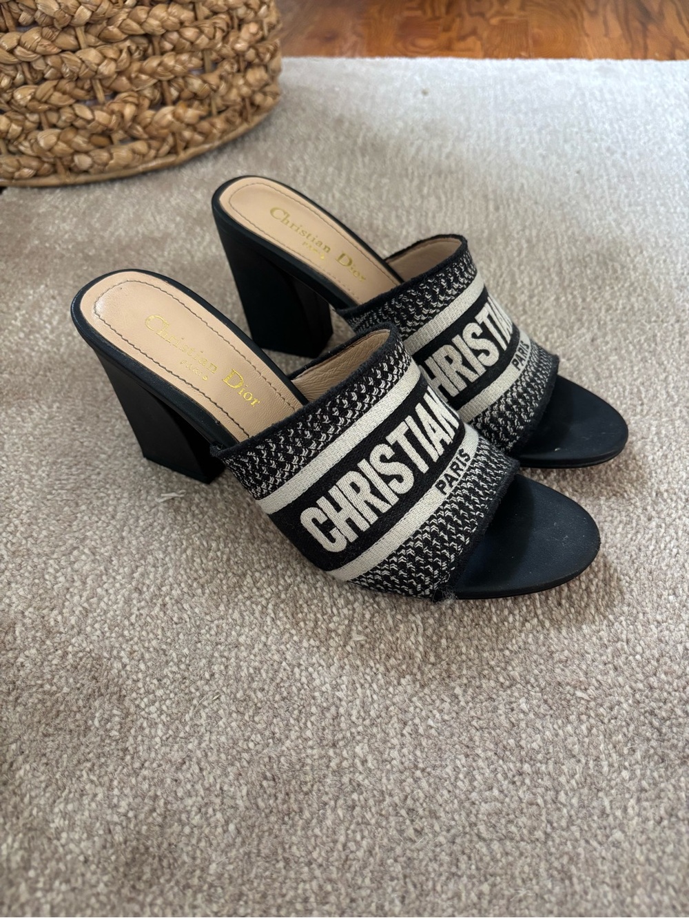 Dior canvas logo heels sandals